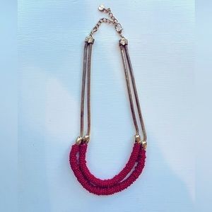 Talbots Gold Chain/Red Beaded Necklace